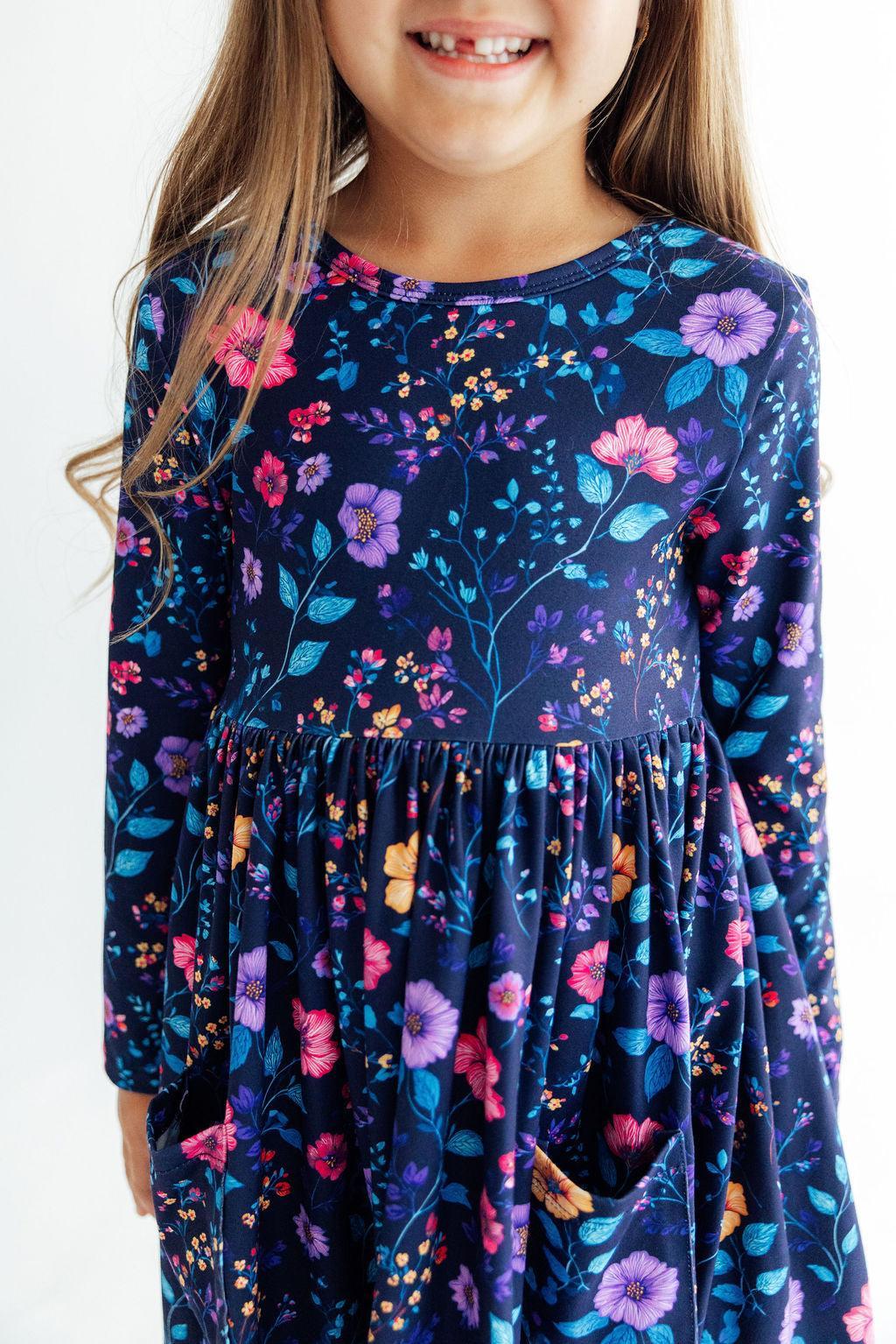Botanical Beauty L/S Pocket Twirl Dress - Aaria Tees Aaria Tees