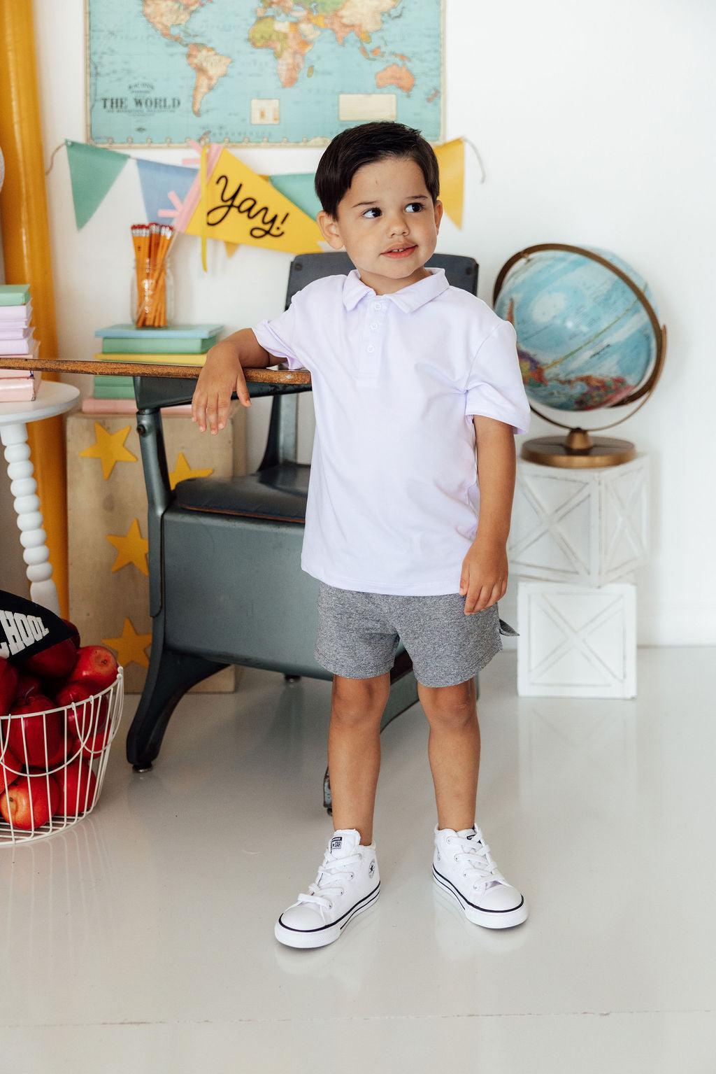 Boys Heather Gray Play Shorts - Aaria Tees Aaria Tees