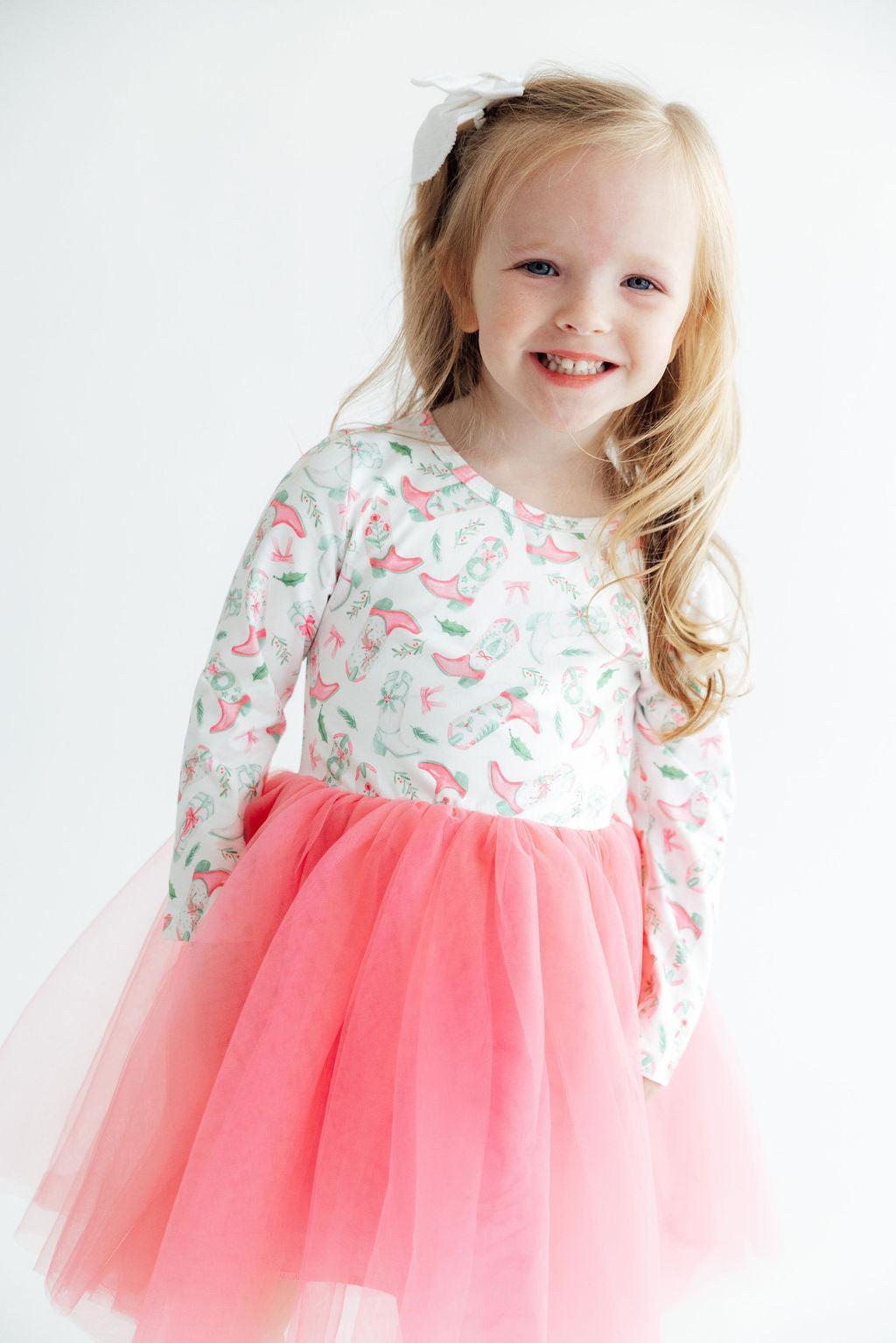 Country Christmas L/S Tutu Dress - Aaria Tees Aaria Tees