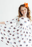 Auburn White Aubie 3/4 Sleeve Pocket Twirl Dress - Aaria Tees Aaria Tees