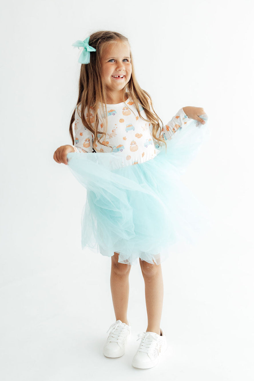 Pumpkin Spice Pups L/S Tutu Dress - Aaria Tees Aaria Tees