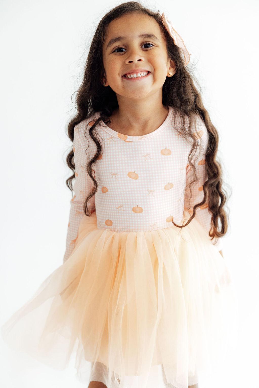 Gingham Pumpkins L/S Tutu Dress - Aaria Tees Aaria Tees