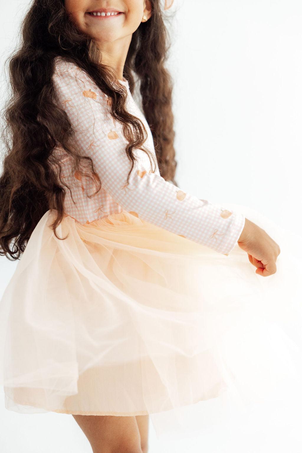 Gingham Pumpkins L/S Tutu Dress - Aaria Tees Aaria Tees