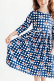 Auburn Plaid Aubie 3/4 Sleeve Pocket Twirl Dress - Aaria Tees Aaria Tees
