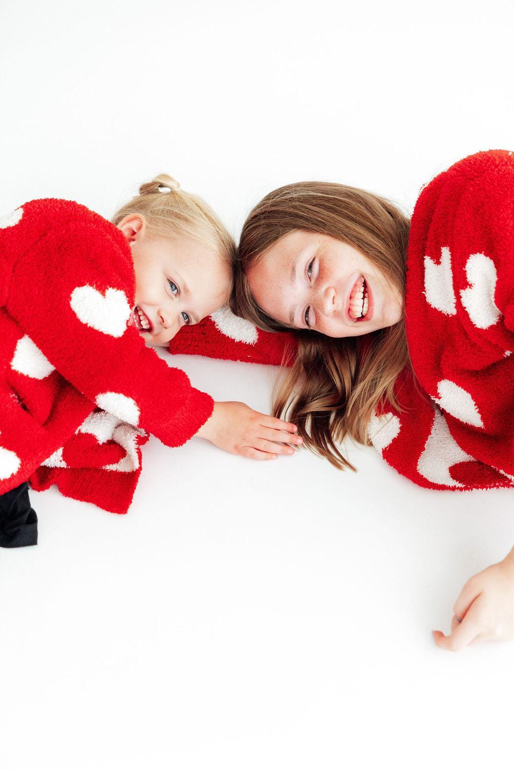 Red/Coconut Heart Cozy Cardigan - Aaria Tees Aaria Tees