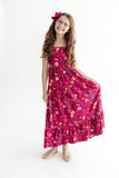 Retro Wildflower Ruffle Maxi Dress - Aaria Tees Aaria Tees