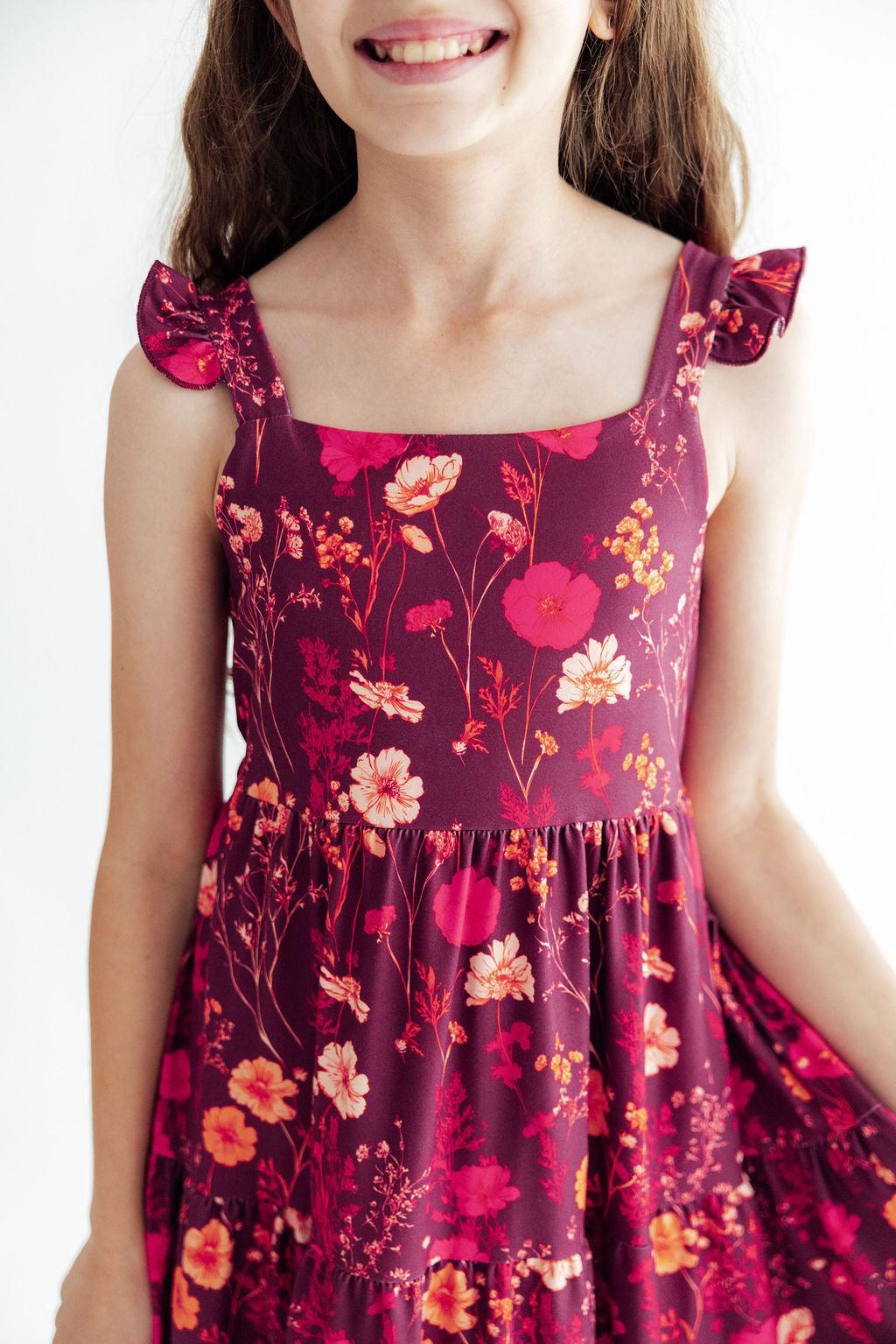 Retro Wildflower Ruffle Maxi Dress - Aaria Tees Aaria Tees