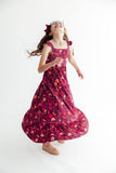 Retro Wildflower Ruffle Maxi Dress - Aaria Tees Aaria Tees