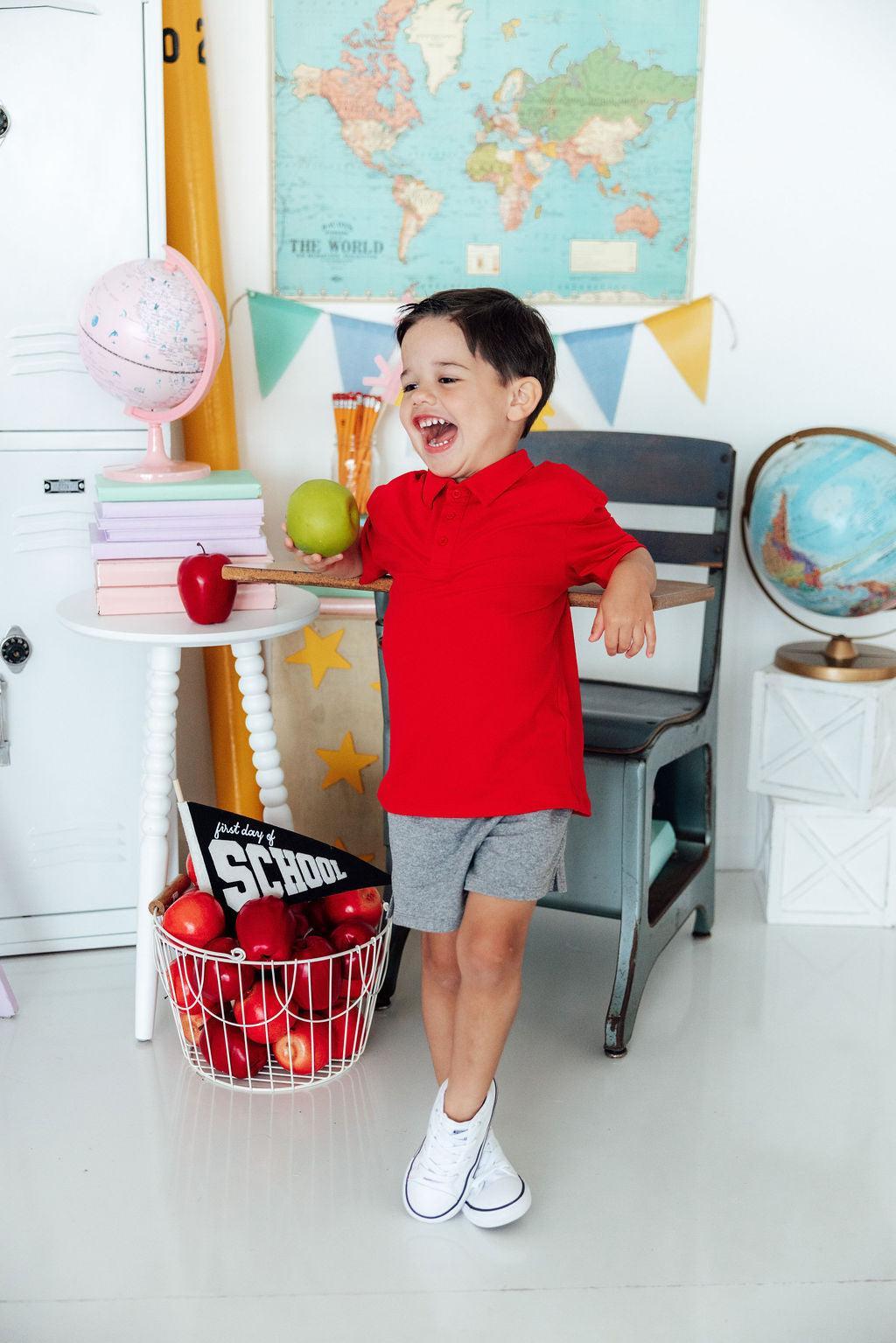 Boys Red S/S Polo - Aaria Tees Aaria Tees