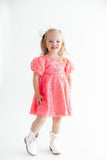 Neon Pink Puff Sleeve Sequin Dress - Aaria Tees Aaria Tees