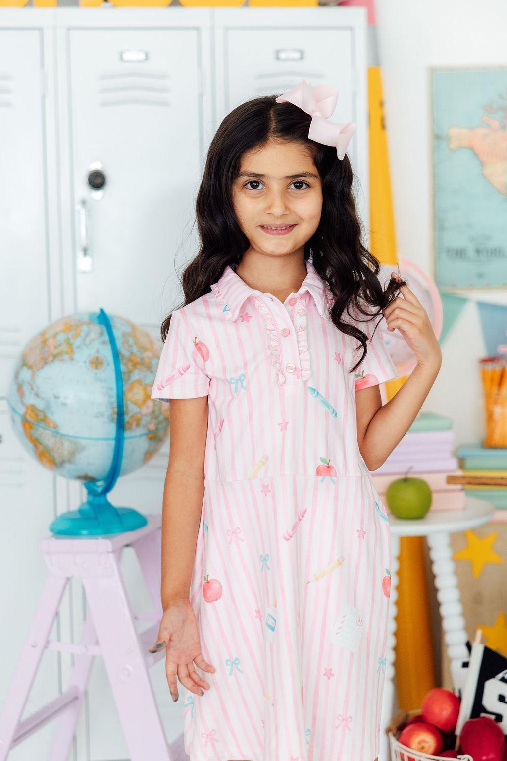 Gold Star Girl S/S Polo Dress - Aaria Tees Aaria Tees