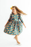 Gobble til You Wobble 3/4 Sleeve Ruffle Twirl Dress - Aaria Tees Aaria Tees