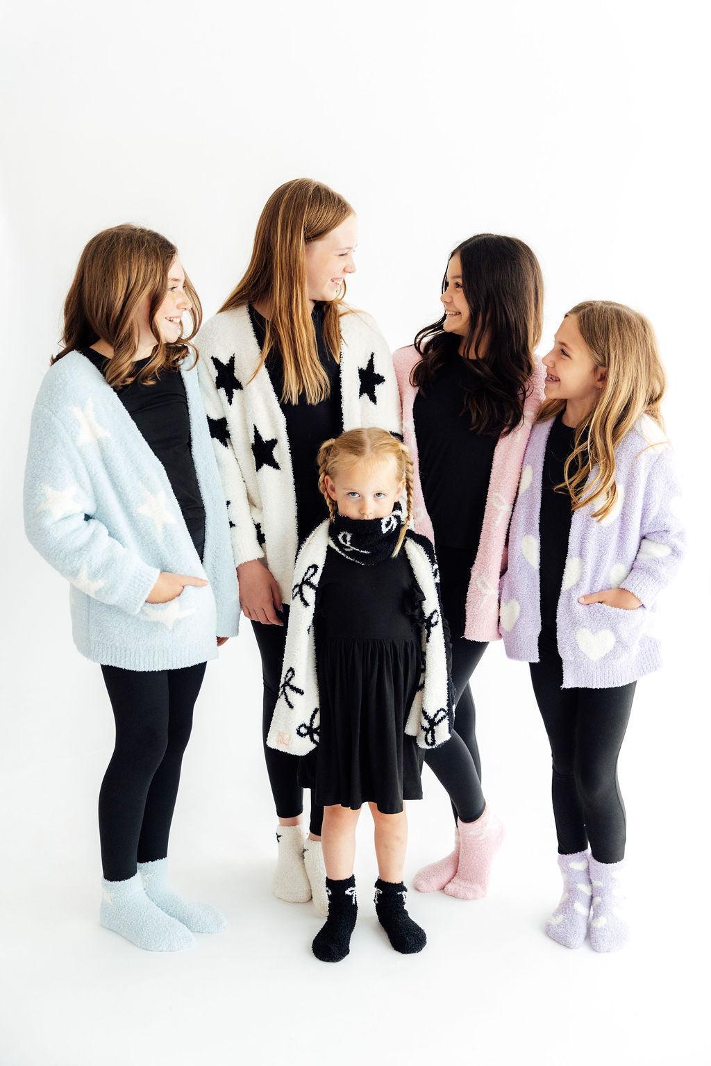 Light Pink/Coconut Bow Cozy Cardigan - Aaria Tees Aaria Tees