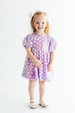 Periwinkle Heart Puff Sleeve Sequin Dress - Aaria Tees Aaria Tees