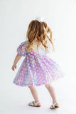 Periwinkle Heart Puff Sleeve Sequin Dress - Aaria Tees Aaria Tees