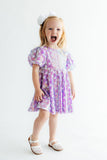 Periwinkle Heart Puff Sleeve Sequin Dress - Aaria Tees Aaria Tees