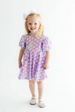 Periwinkle Heart Puff Sleeve Sequin Dress - Aaria Tees Aaria Tees