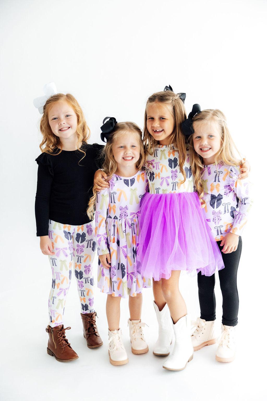 Tied with a Boo Lavender L/S Pocket Twirl Dress - Aaria Tees Aaria Tees