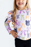 Tied with a Boo Lavender L/S Ruffle Tee - Aaria Tees Aaria Tees
