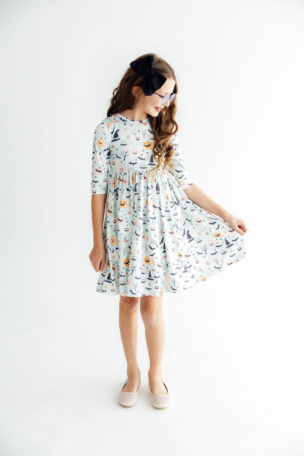 Ghouls Rule 3/4 Sleeve Pocket Twirl Dress - Aaria Tees Aaria Tees
