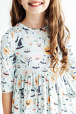 Ghouls Rule 3/4 Sleeve Pocket Twirl Dress - Aaria Tees Aaria Tees
