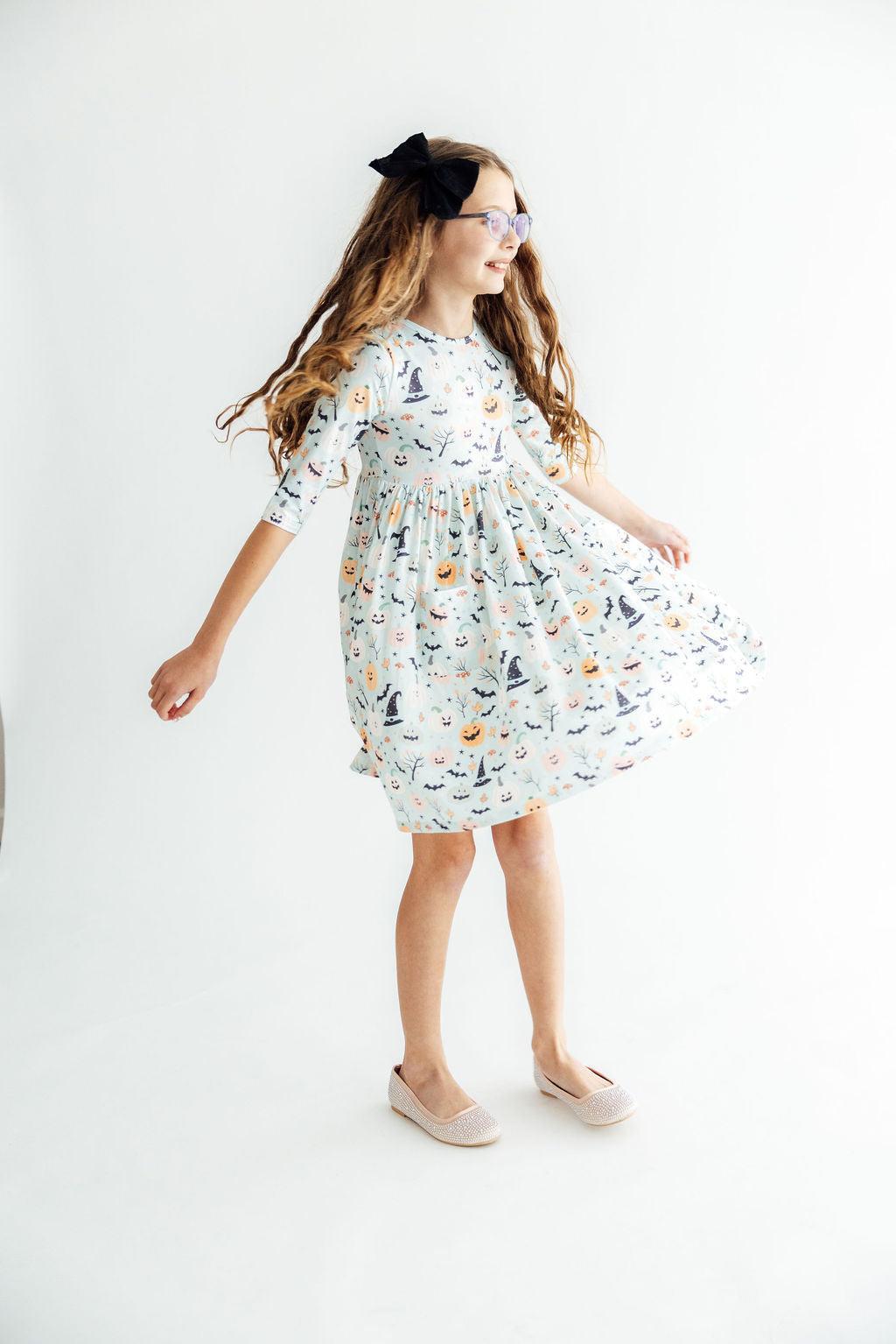 Ghouls Rule 3/4 Sleeve Pocket Twirl Dress - Aaria Tees Aaria Tees