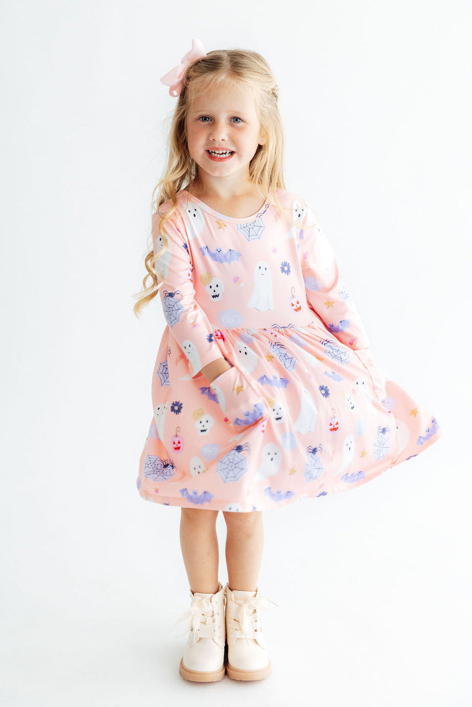 Spooky Sweetheart 3/4 Sleeve Pocket Twirl Dress - Aaria Tees Aaria Tees