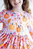 Pumpkin Party 3/4 Sleeve Pocket Twirl Dress - Aaria Tees Aaria Tees