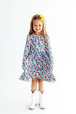Vintage Floral L/S Pocket Twirl Dress - Aaria Tees Aaria Tees