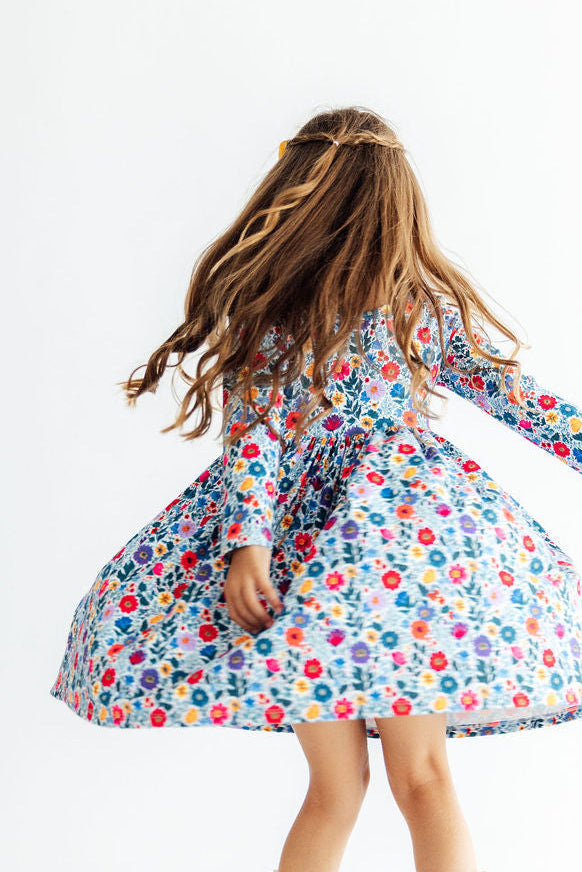 Vintage Floral L/S Pocket Twirl Dress - Aaria Tees Aaria Tees