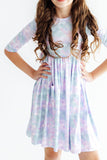 Mermaid Magic 3/4 Sleeve Pocket Twirl Dress - Aaria Tees Aaria Tees
