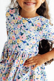 Fall Floral 3/4 Sleeve Pocket Twirl Dress Aaria Tees