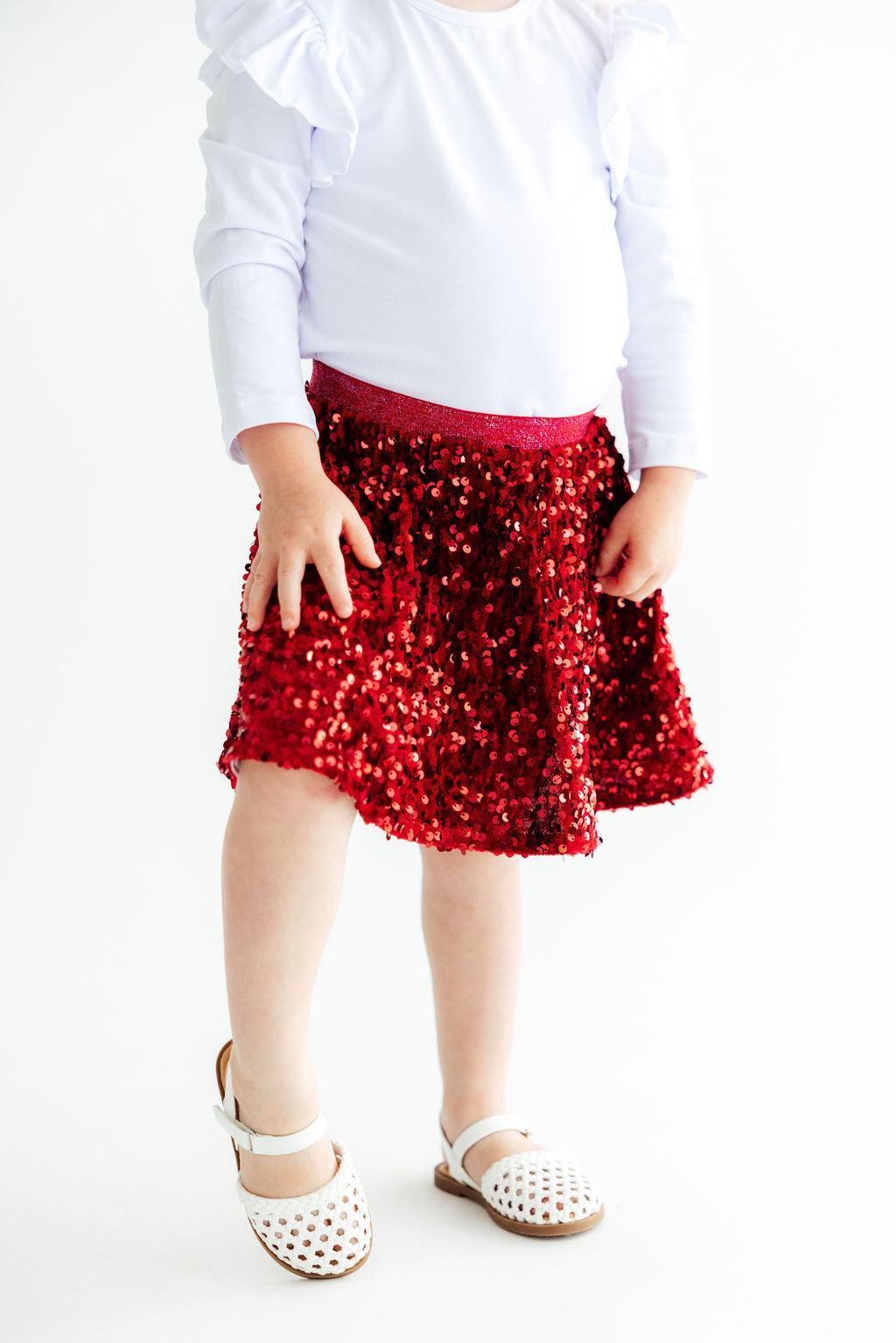 Cranberry Velvet Sequin Twirl Skort - Aaria Tees Aaria Tees