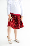 Cranberry Velvet Sequin Twirl Skort - Aaria Tees Aaria Tees