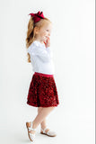 Cranberry Velvet Sequin Twirl Skort - Aaria Tees Aaria Tees