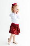 Cranberry Velvet Sequin Twirl Skort - Aaria Tees Aaria Tees