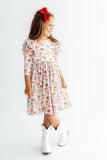 Gingerbread Lane 3/4 Sleeve Ruffle Twirl Dress - Aaria Tees Aaria Tees