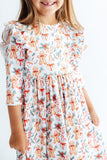 Gingerbread Lane 3/4 Sleeve Ruffle Twirl Dress - Aaria Tees Aaria Tees