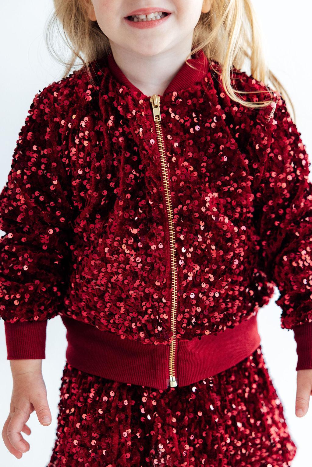 Cranberry Velvet Sequin Jacket - Aaria Tees Aaria Tees