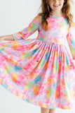 Swirly Whirly 3/4 Sleeve Pocket Twirl Dress - Aaria Tees Aaria Tees