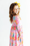 Swirly Whirly 3/4 Sleeve Pocket Twirl Dress - Aaria Tees Aaria Tees
