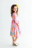 Swirly Whirly 3/4 Sleeve Pocket Twirl Dress - Aaria Tees Aaria Tees