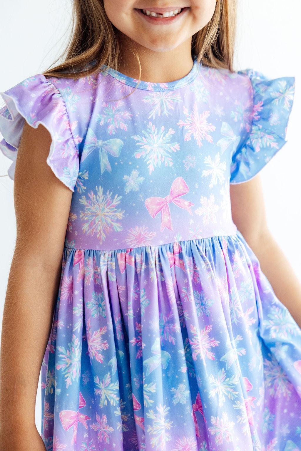Snow Much Sunshine Flutter Sleeve Twirl Dress - Aaria Tees Aaria Tees