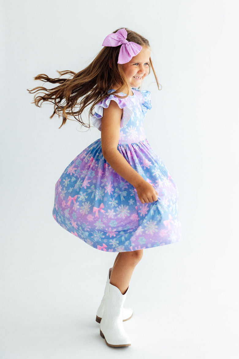 Snow Much Sunshine Flutter Sleeve Twirl Dress - Aaria Tees Aaria Tees