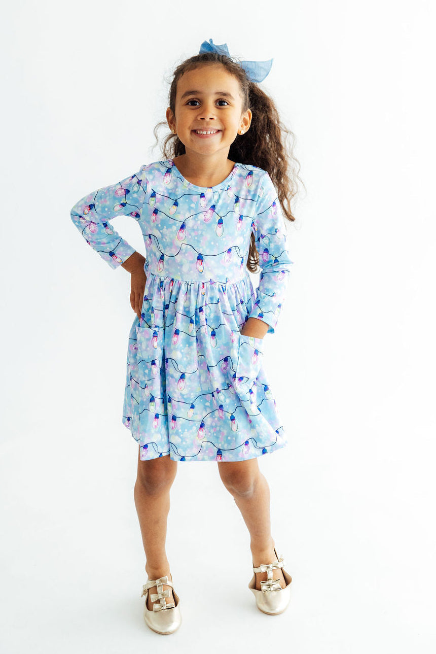 Twinkle Glow L/S Pocket Twirl Dress - Aaria Tees Aaria Tees