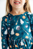 Happy Haunting 3/4 Sleeve Pocket Twirl Dress Aaria Tees
