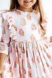 Christmas Traditions 3/4 Sleeve Ruffle Twirl Dress - Aaria Tees Aaria Tees