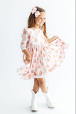 Christmas Traditions 3/4 Sleeve Ruffle Twirl Dress - Aaria Tees Aaria Tees
