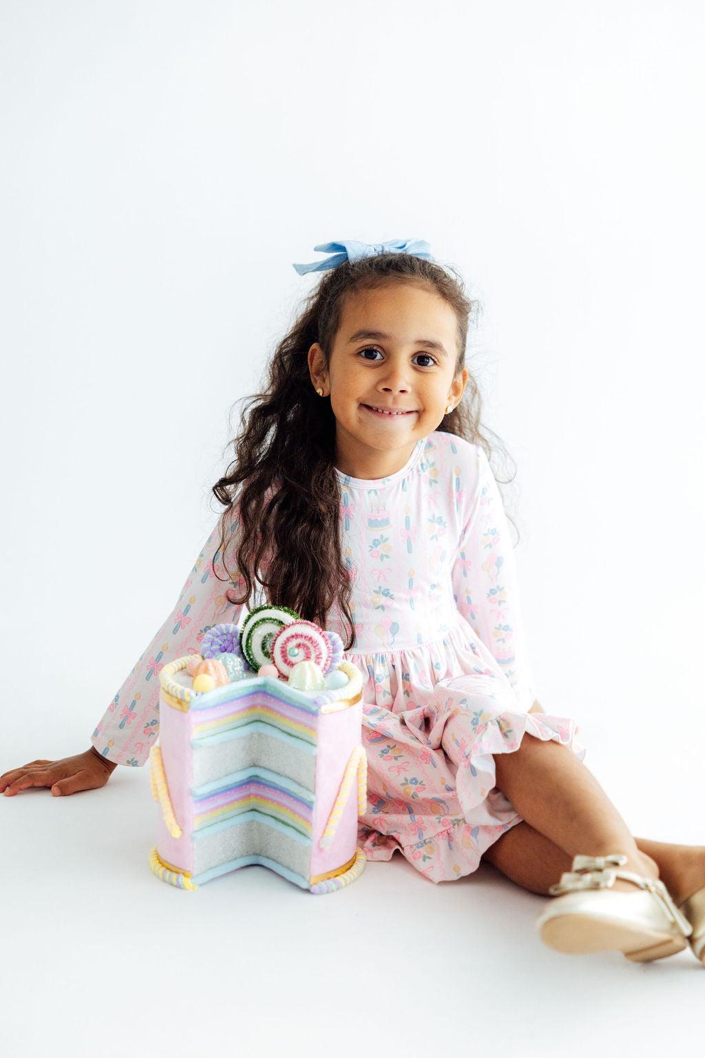 Party Time L/S Ruffle Hem Twirl Dress - Aaria Tees Aaria Tees