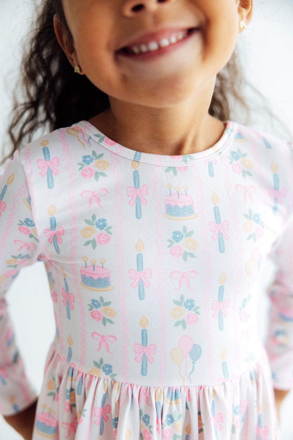 Party Time L/S Ruffle Hem Twirl Dress - Aaria Tees Aaria Tees